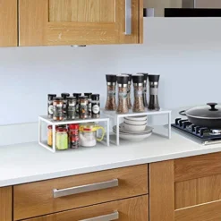 2 Pack- Simple Trending Cabinet Shelf Organizer, Kitchen Counter Shelf Rack For Pantry Organization, Expandable Stackable, White -Kitchen Island Sale 51qM2dvyJKL