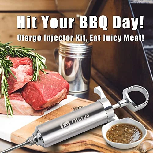 Ofargo 304-Stainless Steel Meat Injector Syringe Kit With 4 Marinade Needles For BBQ Grill Smoker, 2-oz Large Capacity, Both Paper User Manual And E-Book Recipe 3 Ofargo 304-Stainless Steel Meat Injector Syringe Kit With 4 Marinade Needles For BBQ Grill Smoker, 2-oz Large Capacity, Both Paper User Manual And E-Book Recipe - Image 3