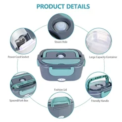 N/A SCEOBDOK Electric Lunch Box Portable Food Heater Warmer Leak Proof For Adults Car/Truck/Home Microwave Food Heating With Removable Stainless Steel Container With Lunch Bag 1.5 L 110V/12V -Kitchen Island Sale 51qc0B3QKdS