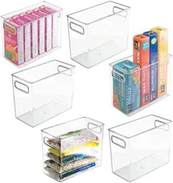 Plastic Stackable Small Organizing Bin Kitchen Pantry Cabinet, Refrigerator, Freezer Food Organization Storage Bins With Handles, Drawer Container Organizer, Ligne Collection, 6 Pack - White -Kitchen Island Sale 51qdB7dnoaL. AC