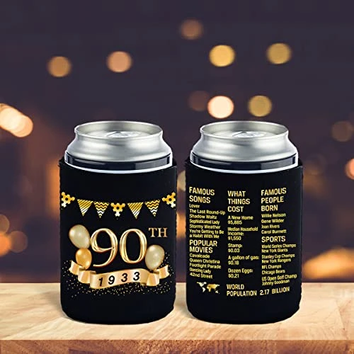 90th Birthday Can Cooler Sleeves Pack Of 12- 1933 Sign -90th Anniversary Decorations - Dirty 90th Birthday Party Supplies - Black And Gold Ninetieth Birthday Cup Coolers 4 90th Birthday Can Cooler Sleeves Pack Of 12- 1933 Sign -90th Anniversary Decorations - Dirty 90th Birthday Party Supplies - Black And Gold Ninetieth Birthday Cup Coolers - Image 4