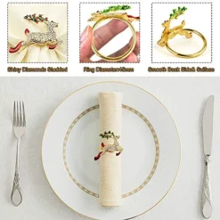 Elk Deer Napkin Ring Set Of 6, VIPITH Christmas Napkin Holder Rings Elegant Reindeer Napkin Ring Holder With Bling Rhinestones Delicate Table Decors For Christmas Wedding Dinner Party Decoration -Kitchen Island Sale 51qf5cUgE8L