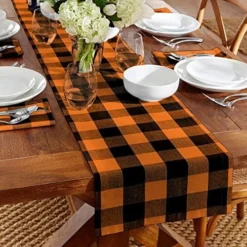 Use Living Fall Buffalo-Check Table Runner, Seasonal Farmhouse Table Runner, 13" W X 70" L, Orange And Black -Kitchen Island Sale 51qomzGGVL. AC