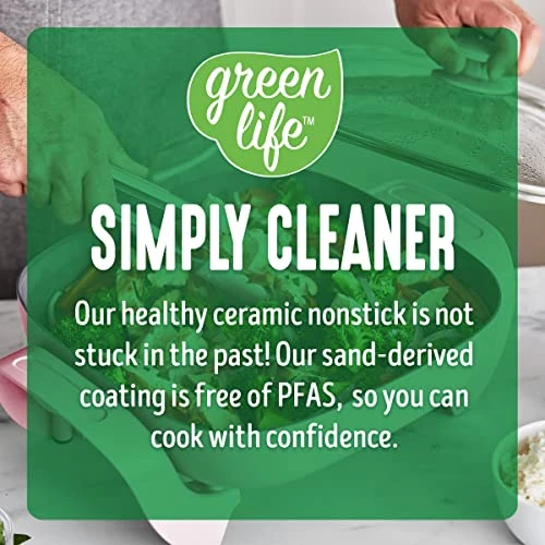 Healthy Ceramic Nonstick, 12" 5QT Square Electric Skillet With Glass Lid, Dishwasher Safe, Adjustable Temperature Control, PFAS-Free, Pink 3 Healthy Ceramic Nonstick, 12" 5QT Square Electric Skillet With Glass Lid, Dishwasher Safe, Adjustable Temperature Control, PFAS-Free, Pink - Image 3