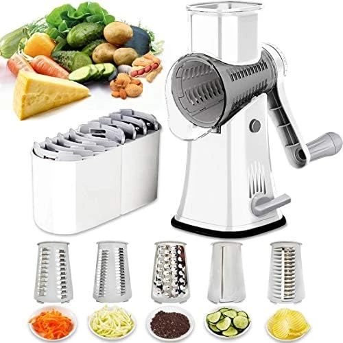 Round Mandoline Drum Slicer Rotary Cheese Grater Veggie Slicer Vegetable Carrot Shredder Nut Chopper 6 Round Mandoline Drum Slicer Rotary Cheese Grater Veggie Slicer Vegetable Carrot Shredder Nut Chopper - Image 6