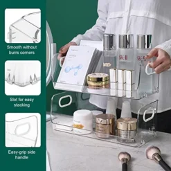 2 Pack Clear Stackable Storage Bins, Open Front Storage Bins With Handles, Plastic Snack Organizer For Pantry Organization And Storage For Kitchen, Cabinets, Countertops, Bathrooms, Offices -Kitchen Island Sale 51rTSd0sCmL