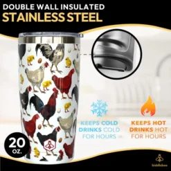 Chicken Gifts For Chicken Lovers Chickens Travel Coffee Mug W/Slider Lid | 20oz Spill Proof Insulated Coffee Tumbler | Chicken Mug | Great Gift For Birthday Or Christmas -Kitchen Island Sale 51rW0HynJOL