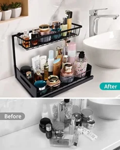 Under Sink Organizer,Metal Pull Out Kitchen Cabinet Organizer With Sliding Drawer,Sturdy Multi-Functional For Bathroom Organization,Black -Kitchen Island Sale 51rar0jnDML