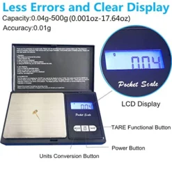 Digital Scale Gram Capacity 500g Lab Scale Portable Jewelry Coffee Seed Scale LCD Display Accuracy 0.01g