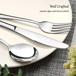 24-Piece Silverware Set With Steak Knives, Stainless Steel Flatware Cutlery Set Eating Utensils For 4, Spoons Forks Knives For Home Kitchen, Simple Design & Mirror Finish, Dishwasher Safe -Kitchen Island Sale 51ru6ubzpsL