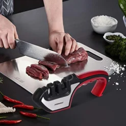 MINNO Original Knife Sharpener, 3-Stage Premium Diamond - Great Works For Steel Knives, Ceramic Knives And Scissors, Easily To Use, Repair Restore And Polish Dull To Sharp -Kitchen Island Sale 51ryP2g1t4L