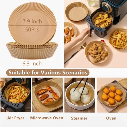 Ir Fryer Accessories, Includes 7 Inch Cake Barrel, Pizza Pan And 50Pcs Non-stick Disposable Air Fryer Liners Baking Paper, Silicone Basting Pastry Brush As Bonus (Purple) 2 Ir Fryer Accessories, Includes 7 Inch Cake Barrel, Pizza Pan And 50Pcs Non-stick Disposable Air Fryer Liners Baking Paper, Silicone Basting Pastry Brush As Bonus (Purple) - Image 2