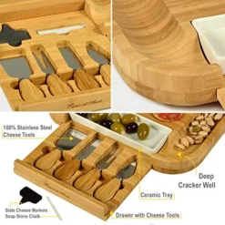 Custom Personalized Engraved Bamboo Cutting Board For Cheese & Charcuterie With Ceramic Dish, Knife Set & Cheese Markers -by Picnic At Ascot USA 6 Custom Personalized Engraved Bamboo Cutting Board For Cheese & Charcuterie With Ceramic Dish, Knife Set & Cheese Markers -by Picnic At Ascot USA -Kitchen Island Sale 51s7Q54jL3L