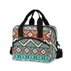 Aztec Geometric Lunch Bag Reusable Insulated Cooler Lunch Tote Bag With Adjustable Shoulder Strap For Office Work School Picnic Travel