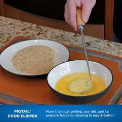 1324 12” PigTail Food Flipper, Blister Pack - ABS Handle, PigTail Flipper, Meat Hook For Grilling, Wood/Stainless, 201310 -Kitchen Island Sale 51sd9hbAN0S