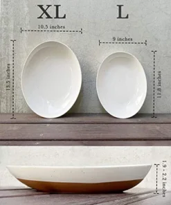 Ora Ceramic Large Serving Bowls- Set Of 2 Oval Platters For Entertaining. Modern Kitchen Dishes For Dinner, Fruit, Salad, Turkey, Etc. Oven, Dishwasher Safe, 55 / 35 Oz, 13.5" / 11.8" - Vanilla White