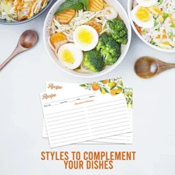 4x6 Recipe Cards Double Sided, 60 Pcs. Recipe Sheets, Kitchen Decor, Premium & Durable Kitchen Supplies, Easy To Write On Recipe Card, Fits 4x6 Card Dividers, Stylish Recipe Organizer (Orange & Lemon) -Kitchen Island Sale 51sraJSd1lL