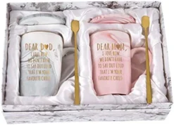 Favorite Child Mugs Dear Mom Dad Mug Set Best Gift From Daughter Son Thanksgiving Birthday Marble Cups With Gift Box Spoon Coaster 14 Oz(Pink/Gray) -Kitchen Island Sale 51tFojMmPFL. AC