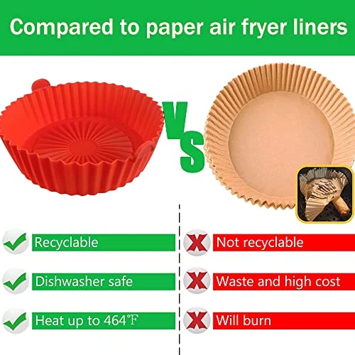 Fryer Silicone Liner, 2 Pcs Round 9.5inch Baking Parchment Air Fryer Silicone Pot,Oil Resistant Extra Large Food Grade Baking Liner For Baking Roasting Microfwave Air Fryer 3QT Above (9.5inch) 4 Fryer Silicone Liner, 2 Pcs Round 9.5inch Baking Parchment Air Fryer Silicone Pot,Oil Resistant Extra Large Food Grade Baking Liner For Baking Roasting Microfwave Air Fryer 3QT Above (9.5inch) - Image 4