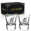Zodiac Gemini Sign Shot Glass Set Of 2, Unique May June Birthday Gifts For Women, Men, Friend, Coworker, Wife, Husband- (1.5oz/45ml)