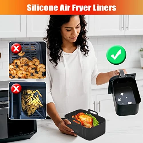 2 Packs Air Fryer Silicone Pot For Ninja Foodi Dual DZ201 DZ401, Food Grade Reusable Non Stick Replacement Silicone Air Fryer Liner Basket Bowl Accessories For Ninja 8 QT Air Fryer, Dishwasher Safe 4 2 Packs Air Fryer Silicone Pot For Ninja Foodi Dual DZ201 DZ401, Food Grade Reusable Non Stick Replacement Silicone Air Fryer Liner Basket Bowl Accessories For Ninja 8 QT Air Fryer, Dishwasher Safe - Image 4