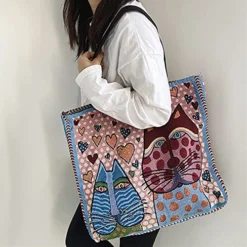 GRHOSE Dogs Cats Canvas Tote Bag Large Capacity Women Casual Shoulder Bag Travel Handbag Heavy Duty Shopping Grocery Bags -Kitchen Island Sale 51tzde4iy5L