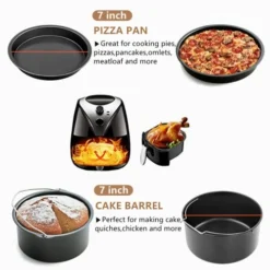Ir Fryer Accessories, Includes 7 Inch Cake Barrel, Pizza Pan And 50Pcs Non-stick Disposable Air Fryer Liners Baking Paper, Silicone Basting Pastry Brush As Bonus (Purple)
