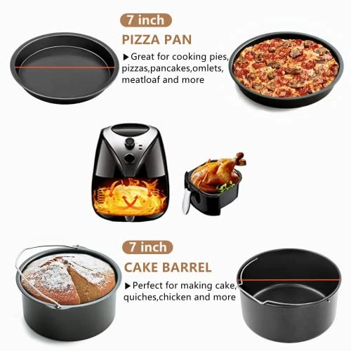 Ir Fryer Accessories, Includes 7 Inch Cake Barrel, Pizza Pan And 50Pcs Non-stick Disposable Air Fryer Liners Baking Paper, Silicone Basting Pastry Brush As Bonus (Purple) 1 Ir Fryer Accessories, Includes 7 Inch Cake Barrel, Pizza Pan And 50Pcs Non-stick Disposable Air Fryer Liners Baking Paper, Silicone Basting Pastry Brush As Bonus (Purple)