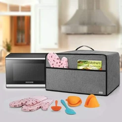 Uxja Dust Cover For Microwave Oven (Fits For Most 0.7 Cu.Ft Microwaves), Microwave Oven Cloth Cover With Front Pocket, Gray -Kitchen Island Sale 51uVv4Z6xHL