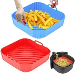 Ilicone Air Fryer Liners, VOVIOSDE 7.5 Inch Reusable Air Fryer Silicone Liners Pot With Anti-heated Clips, 2 PCS Food-Grade Durable Silicone Air Fryer Basket For 3 To 5 QT With Upgraded Groove(Round) -Kitchen Island Sale 51uihKKyaAL. AC