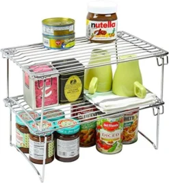 2 Pack - DecoBros Stackable Kitchen Cabinet Organizer, Chrome -Kitchen Island Sale 51uqH8nhTnL. AC