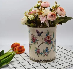 IMIFLA Utensil Crocks Extra Large Kitchen Utensil Holder For Countertop Ceramic Cooking Utensils Butterfly Ice Crack -Kitchen Island Sale 51v7XYHFcaL