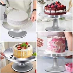 12 Inch Cake Stand Small Round Decorating Turntable Revolving Aluminum Rotating Table Holder Personalised Baking Display Tray Plate Tools Accessories For Christmas Birthday Wedding Tiered Cake -Kitchen Island Sale 51vGOYYGpHL