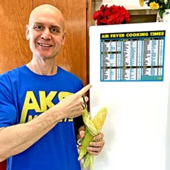 Ir Fryer Cheat Sheet Magnet - Extra Large Easy To Read Airfryer Accessory - Magnetic Air Fryer Cooking Times Chart, Kitchen Gadget Reference Guide For 90 Airfry Foods - Air Fryer Accessories (Blue)