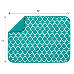 Absorbent, Reversible XL Microfiber Dish Drying Mat For Kitchen, 18 Inch X 24 Inch, Teal Trellis -Kitchen Island Sale 51vOFajA7fL