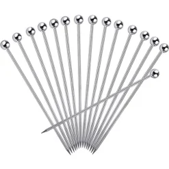 15PCS Cocktail Picks For Drinks, Stainless Steel Cocktail Toothpicks, Reusable Cocktail Skewers, Garnish Picks Bloody Mary Skewers, Metal Martini Picks For Olives Appetizers Fruit (4.3 Inch)