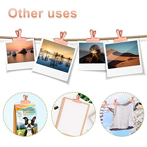 Whaline Stainless Steel Chip Clips Set, Rose Gold Chip Bag Clips Heavy Duty Food Clips Round Edge Air Tight Seal Grip For Home Office Kitchen Home Usage Storage (8 Pieces Of The Size 3'') 2 Whaline Stainless Steel Chip Clips Set, Rose Gold Chip Bag Clips Heavy Duty Food Clips Round Edge Air Tight Seal Grip For Home Office Kitchen Home Usage Storage (8 Pieces Of The Size 3'') - Image 2