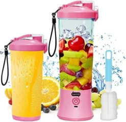 20 Oz Portable Blender USB Rechargeable, Supkitdin Waterproof Personal Blender For Shakes And Smoothies, With 6 Ultra-sharp Blades For Travel, Office & Sports (Red Pink) -Kitchen Island Sale 51vpOGFWkVL. AC