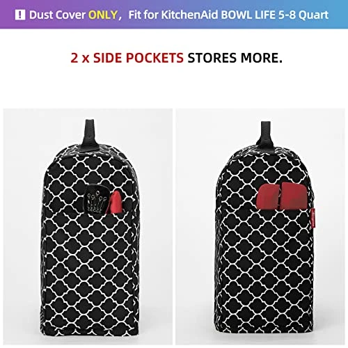 NICOGENA Stand Mixer Cover Compatible With KitchenAid Bowl Lift 5-8 Quart, Dust Cover With Zipper Pocket For Accessories, Lantern Black 4 NICOGENA Stand Mixer Cover Compatible With KitchenAid Bowl Lift 5-8 Quart, Dust Cover With Zipper Pocket For Accessories, Lantern Black - Image 4