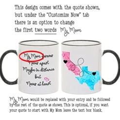Mom, Personalized Long Distance Coffee Mug, Mother's Day Gift, States With Hearts Over Cities, 11oz Or 15oz -Kitchen Island Sale 51w5hRwz1ZS