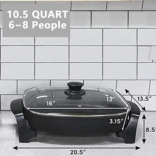 GENERIC Extra Deep Non-stick Electric Skillet Scratch Resistant, Serves 6 To 8 People (10.5Qt.) 2 GENERIC Extra Deep Non-stick Electric Skillet Scratch Resistant, Serves 6 To 8 People (10.5Qt.) - Image 2