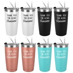 Thank You Gifts, 8 Pack Thank You For Being Awesome Stainless Steel Insulated Travel Tumbler, Appreciation Christmas Gifts For Women Men Coworker Teacher Employee Friends(20oz, Multi Color)