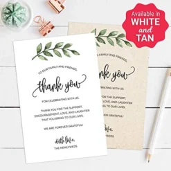 Thank You Placecards For Wedding (Set Of 50) Large 4" X 6" Table Place Setting Cards - Made In USA - Watercolor Greenery Green Leaves On White -Kitchen Island Sale 51wXBifIlQL