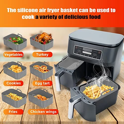 2 Pack Air Fryer Silicone Liners, Reusable Rectangle Food Grade Replacement Silicone Air Fryer Pot Insert Basket Accessories For Dual Ninja DZ201 DZ401 Instant Vortex 8 QT 10 QT Air Fryer Accessories 6 2 Pack Air Fryer Silicone Liners, Reusable Rectangle Food Grade Replacement Silicone Air Fryer Pot Insert Basket Accessories For Dual Ninja DZ201 DZ401 Instant Vortex 8 QT 10 QT Air Fryer Accessories - Image 6