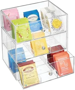 MDesign Plastic Tea Bag Caddy Box Storage Container Organizer Holder With 3 Drawers - For Kitchen Pantry, Cabinet, Countertop - Holds Coffee, Sugar Packets - Lumiere Collection - Clear 19 MDesign Plastic Tea Bag Caddy Box Storage Container Organizer Holder With 3 Drawers - For Kitchen Pantry, Cabinet, Countertop - Holds Coffee, Sugar Packets - Lumiere Collection - Clear -Kitchen Island Sale 51wkjbX4CiL. AC