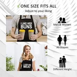Funny Couple Aprons (2 Pack) & Gift Bag - I Like Her Buns, I Like His Meat, Kitchen Couple Apron For Girlfriend, Boyfriend, Best Friend - Birthday, Engagement, Anniversary, Wedding Gift Idea - Forkit -Kitchen Island Sale 51x51jB3LyL