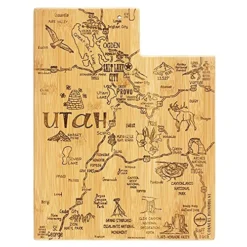Destination Utah State Shaped Serving And Cutting Board, Includes Hang Tie For Wall Display