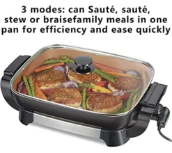 12x15" Nonstick Ceramic Electric Skillet - With Removable Pan, Adjustable Temperature, Reversible Design 8 12x15" Nonstick Ceramic Electric Skillet - With Removable Pan, Adjustable Temperature, Reversible Design -Kitchen Island Sale 51x5SLObQeL