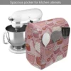 Ambesonne Cartoon Stand Mixer Cover, Teapots Cups With Polka Dots Patterns Cherries Cakes Tea Coffee Pattern, Kitchen Appliance Organizer Bag Cover With A Pocket, 6-8 Quarts, Pink Orange And Red