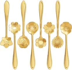 16 Pieces Stainless Steel Flower Coffee Spoon Dessert Spoon Sugar Spoon Ice Cream Spoon Stirring Spoon Tea Spoon Milkshake Spoon Set For Tableware Kitchen, Cafe Or Bar (Gold) -Kitchen Island Sale 51xbghri39L. AC